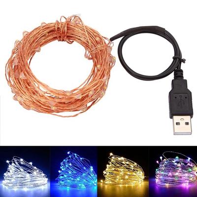 5/10 m USB LED voděodolný drát měděný provázek světla girlanda dekorace víla