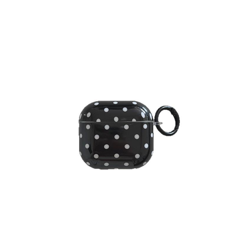 Simple Black Background White Polka Dot AirPods 1 Generation Earphone Case for Apple Bluetooth Headset 1st Generation Pro1