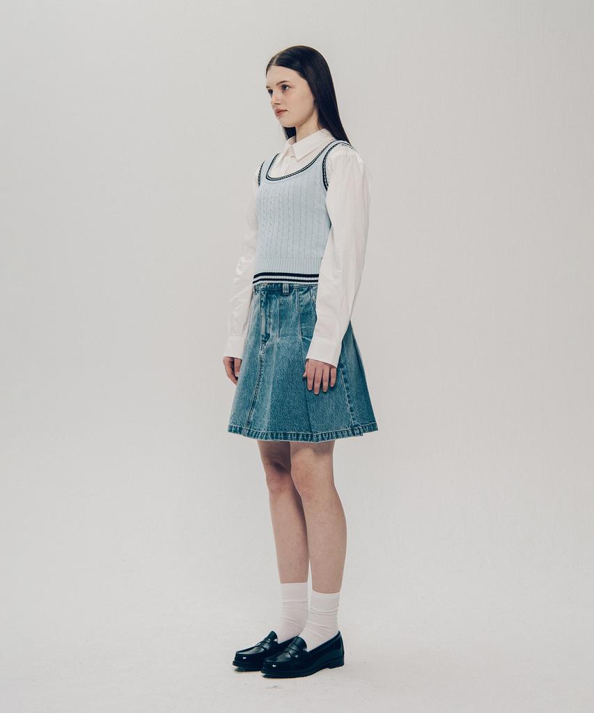 YALE Cable Knit Sleeveless_Blue Gray