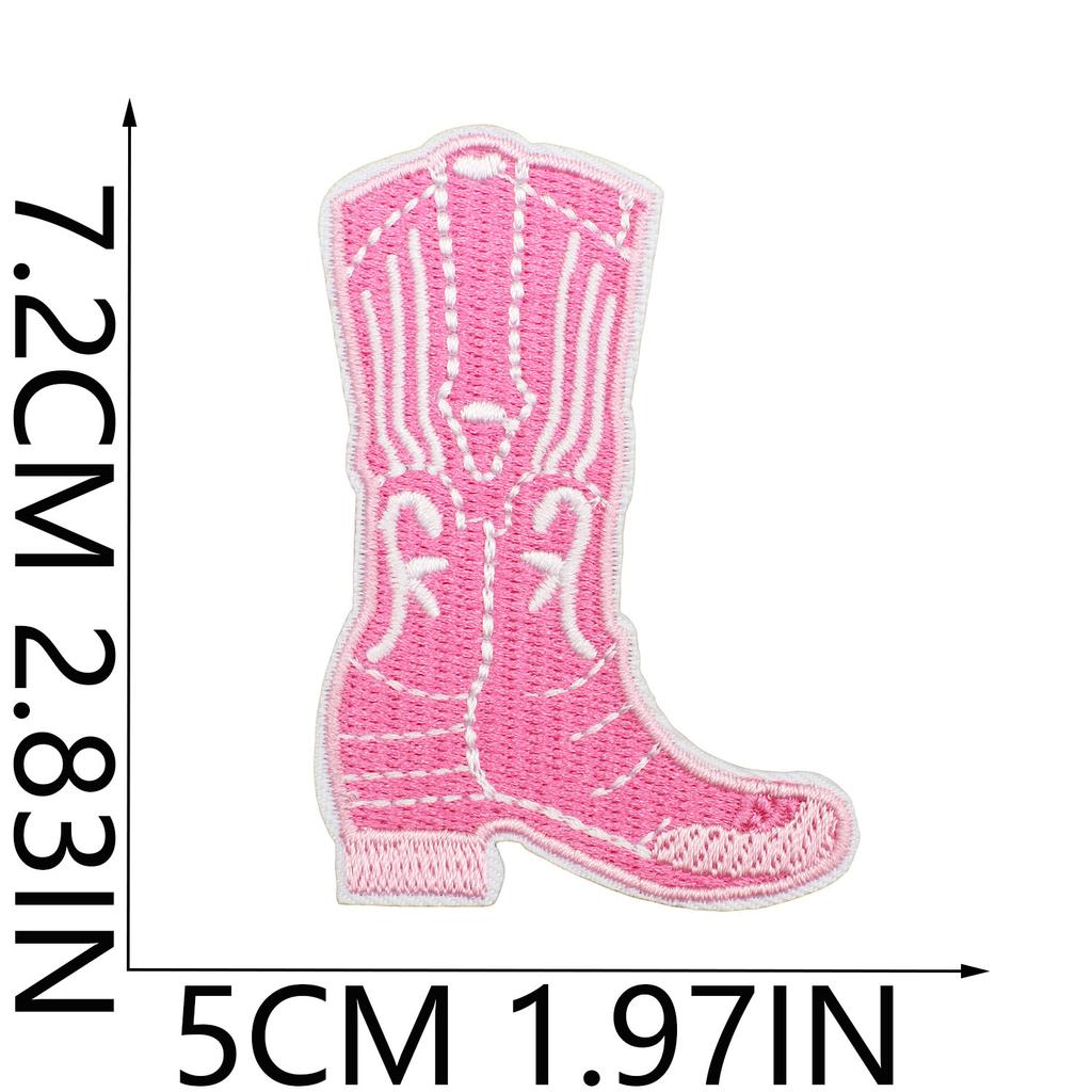 Pink Girl Embroidery Cloth Sticker Western Denim Series Patch Sticker Western Regions Desert Fire Computer Embroidery Label Ironing