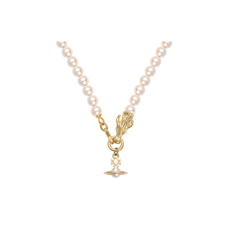 Vivienne Westwood 24 Year of the Dragon Limited Edition Saturn Shape Pearl Necklace Women's Gold 6301012O-02R125-CN
