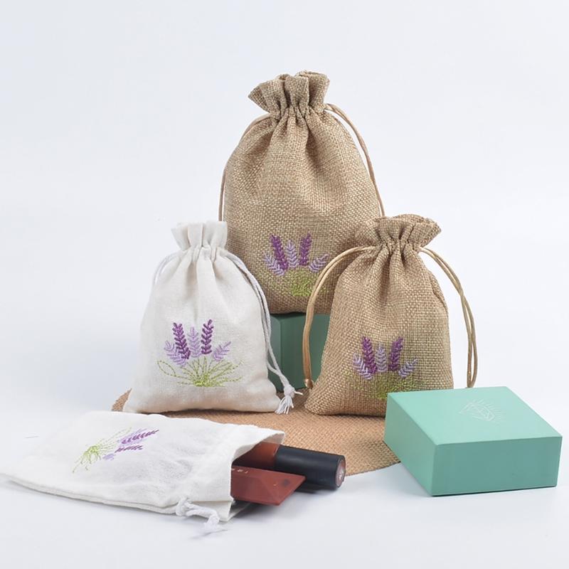 Packung mit 12 leeren Lavendelsäckchen, kleine Baumwoll-Leinen-Kordelzugbeutel zum Befüllen mit Gewürzen, stilvolle Geschenkverpackungsbeutel