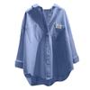 Unifiss Smile Logo Design Cute Long Everyday Blouse, Sleeves, Spring/Autumn, Women's, Loungewear, Workwear, Wear, Blue, 5S-U07-BLL
