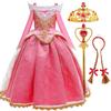Dornröschen Aurora Prinzessinnenkleid Mädchen Cosplay Schulterfrei Kinder Geschenke Schickes Party Mädchen Baby Feines Spitzenkleid Set