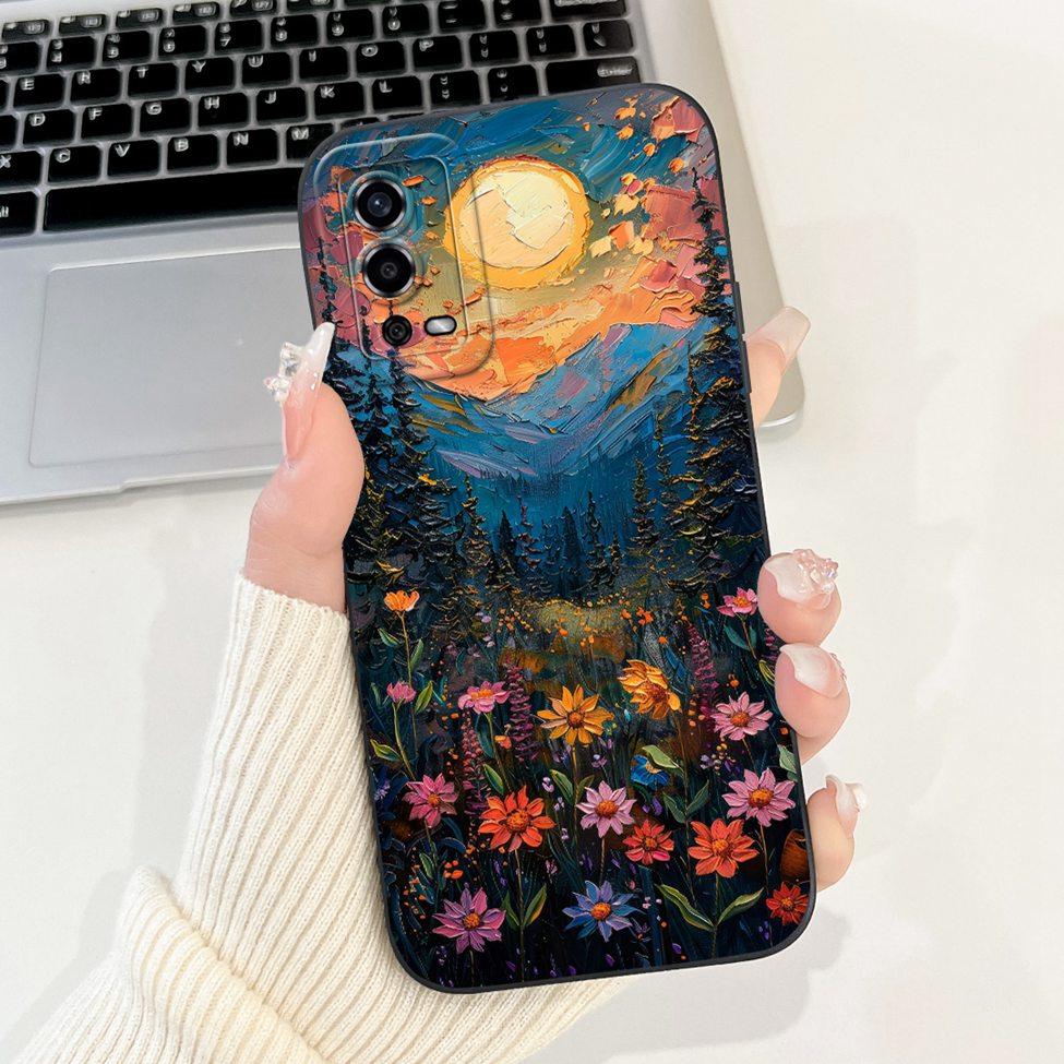 For Oppo A55 4G Case CPH2325 Silicone Cute Cat Fashion Butterfly Flowers Love Painted Cover For Oppo A55 4G Phone Case