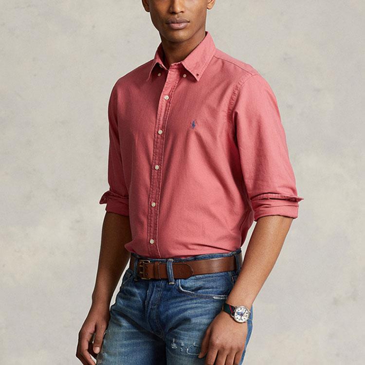 Polo Ralph Lauren FW22 Solid Color Logo Embroidered Single-Breasted Long Sleeve Shirt Men shirts MNPOWOV16822497-600