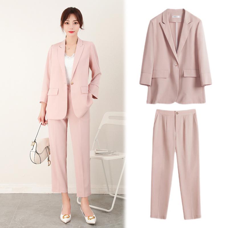 2132 Plus Size Women s Lightweight Summer Professional Suit Jacket Set M