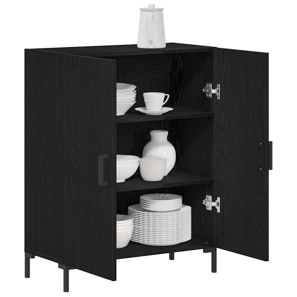 Sideboard in Black Oak Look 69.5 x 34 x 90 cm Engineered Wood