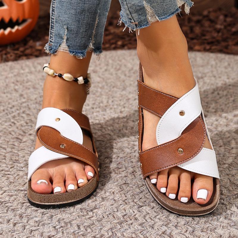 Sandale Lățime Mare cu Știfturi pentru Femei, Papuci Minimaliști cu Platformă, Papuci de Vară Europeni pentru Femei