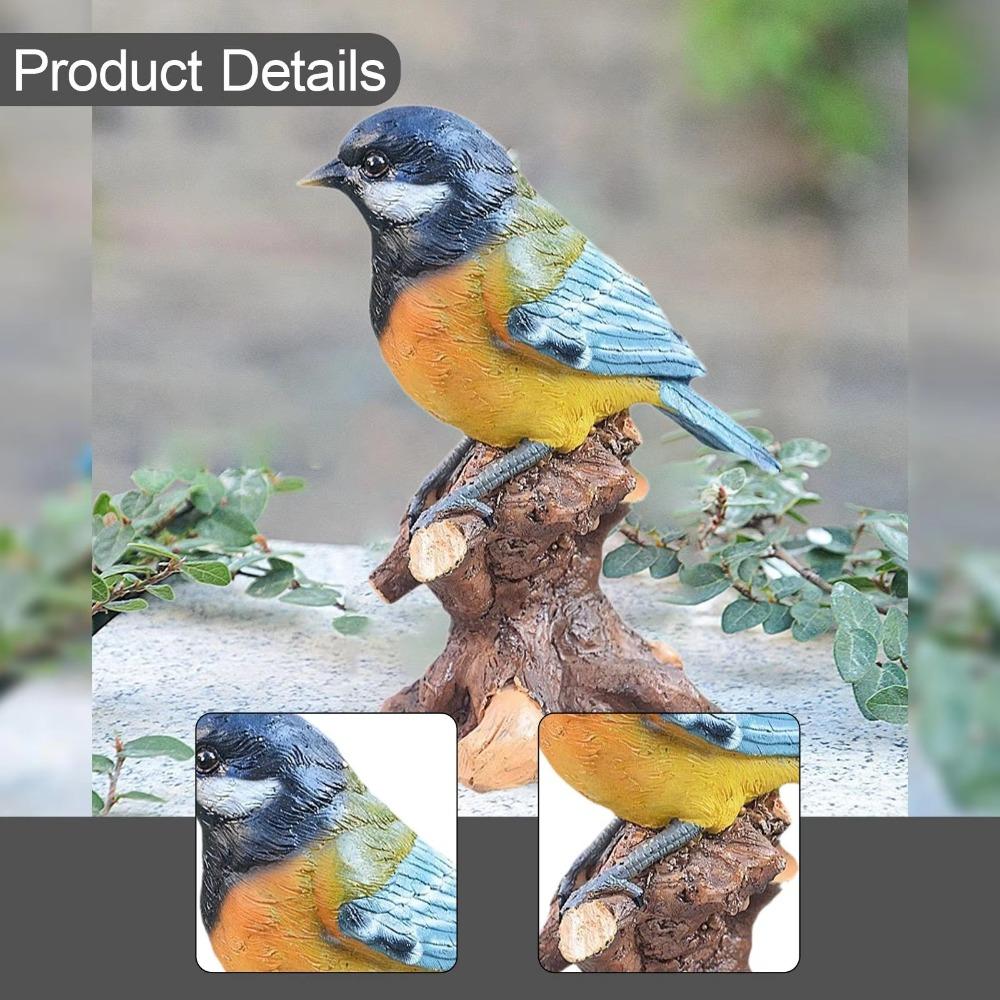 Resin Garden Bird Sculpture Cute Small Animal Model Durable Bird Statue  Outdoor Patio Porch