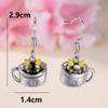 Korean version cute white K water cup black cat ear buckle sweet cute earrings