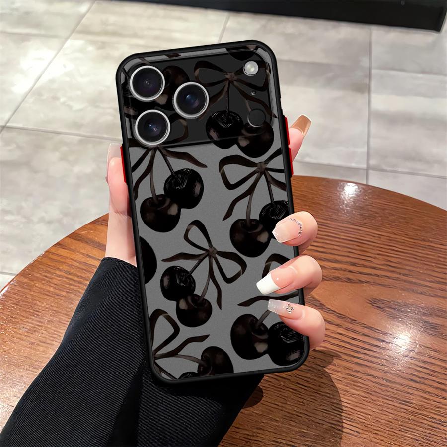 

Stylish Cherry Pattern Case for iPhone 17 Pro Max Air 16 Plus 12 7 8 SE XS XR 13 Mini 15 11 14 Funda Back Phone Cover iPhone 12