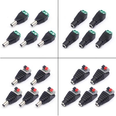 5 stücke DC männlich weiblich power stecker 5.5*2,1mm stecker positiv negativ zu lötfreie druck terminal LED verdrahtung stecker
