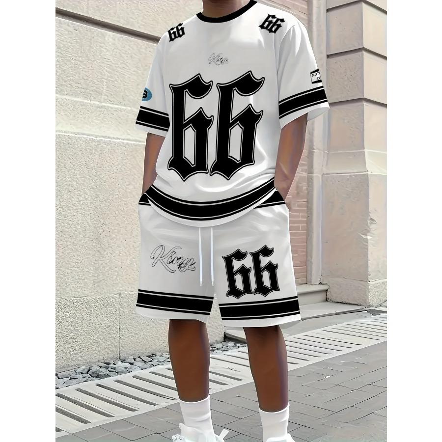 Summer Men's Set Minimalist Athletic Casual Crew Neck T-Shirt Streetwear Breathable Short-Sleeve Top and Shorts Two-Piece Set