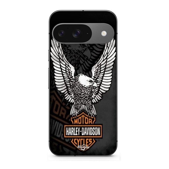 Coque pour Google Pixel 9 harley-davidson-mini-poster-logo-aigle noir