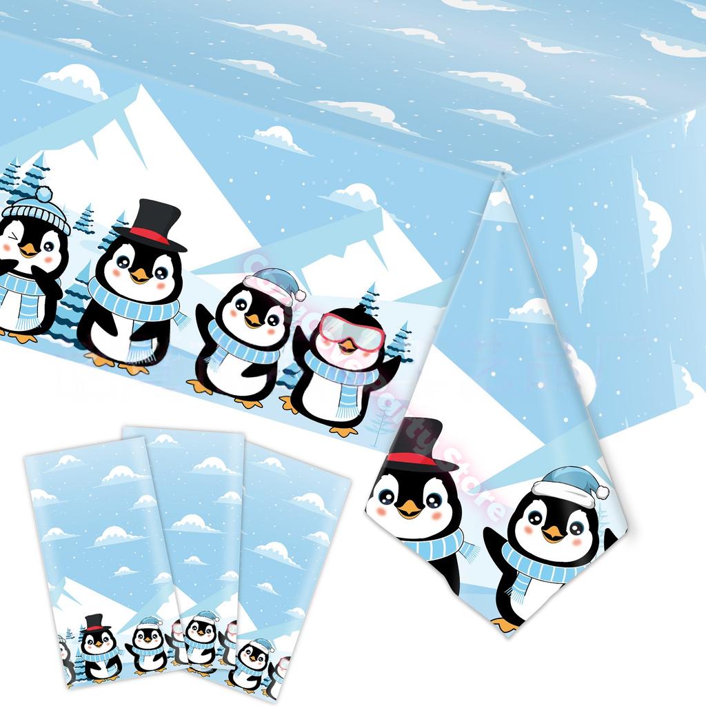 Penguin Theme Birthday Party Supplies Penguin Winter Xmas Banner Cup Plate Balloons For Kids Baby Shower Favor Gifts Photo Props