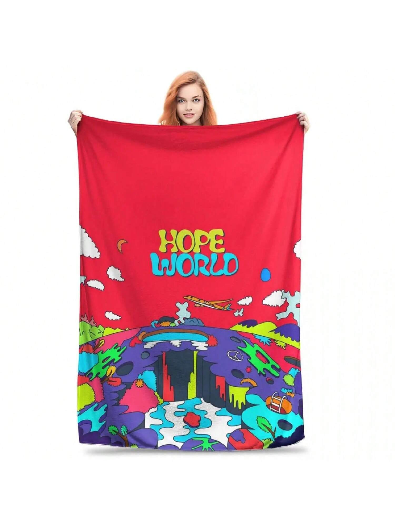 

J-Hope Hope World Album Art Blanket Fleece Multi-Function Sofa Throw Blankets For Couch Bedding Office Throws Bedspread Quilt 75X95CM серый