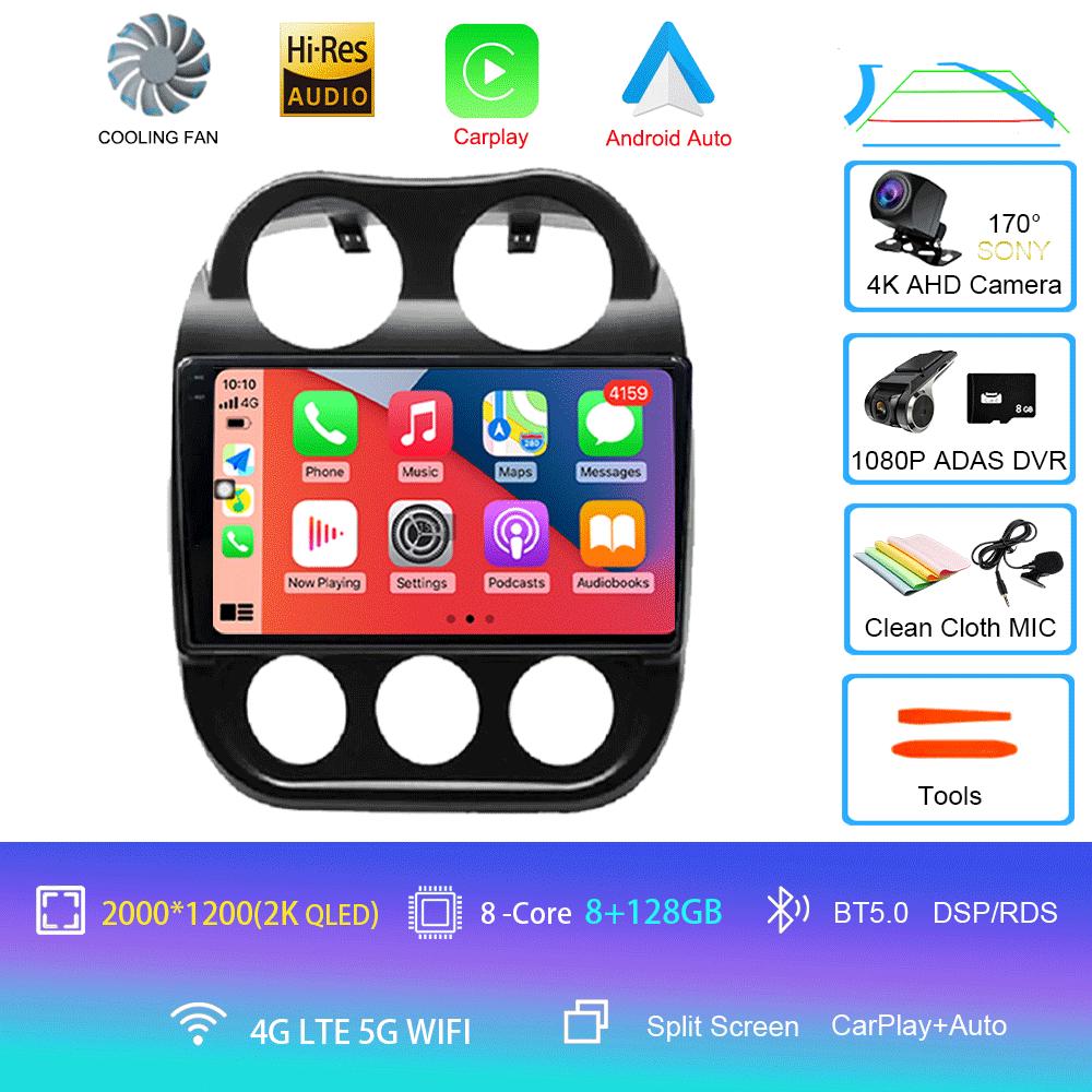 Android14 Video Player Car Radio For Jeep Compass Patriot 2010 - 2016 Autoradio Stereo 2 Din GPS Navigation Carplay DSP OBD CD