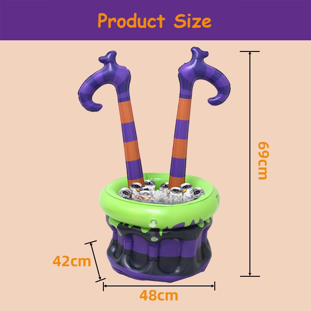 Halloween Pvc Inflatable Ice Bucket Beverage Beer Cooler Pool Outdoor Bbq Supplies Witch's Cauldron Ice Bucket Party Decor