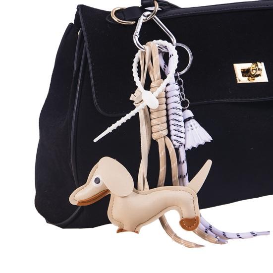 Yousheng Dachshund Dog Bag Pendant Bag Charms with Woven Umbrella Retractable Rope Keys Bags Wallets Accessories