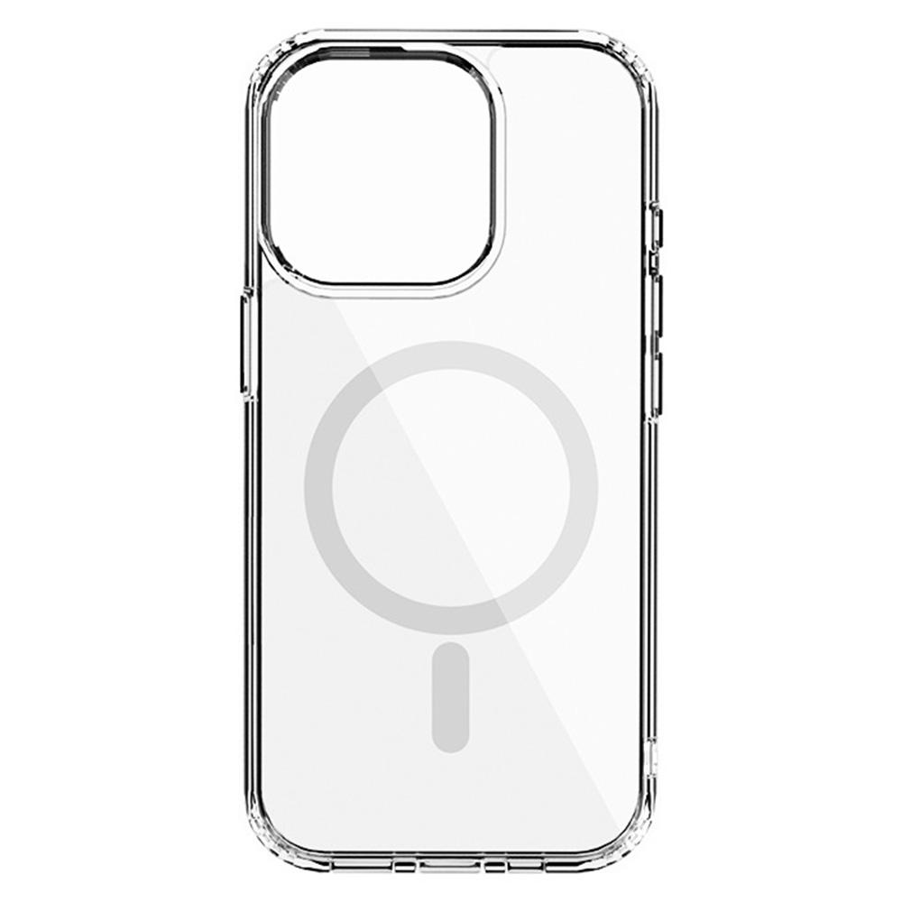 For iPhone 15 Pro Magnetic Case 1.5mm Thickness TPU + PC Clear Phone Back Cover