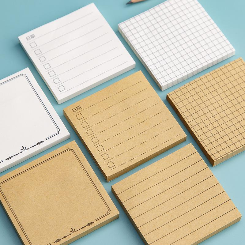 Kraft Paper Tearable Memo Pad - Reusable Grid Student Sticky Notes