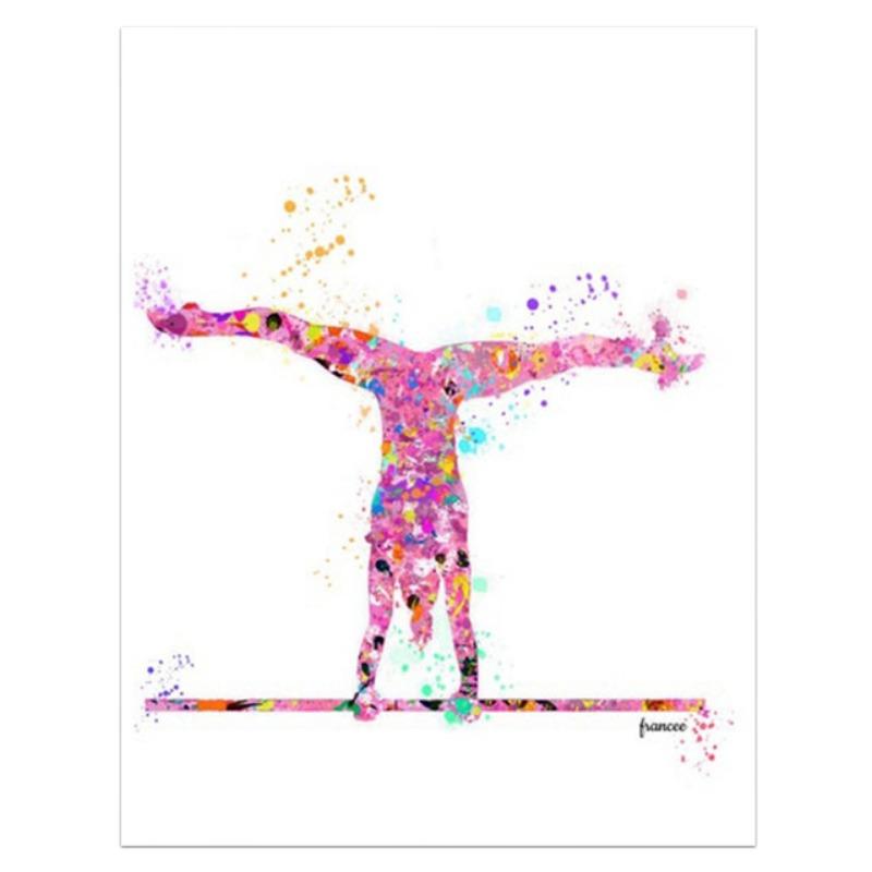 Colorful Watercolor Gymnastic Girl Posters Prints Abstract Canvas Paitning Nordic Wall Art Pictures for Living Room Home Decor