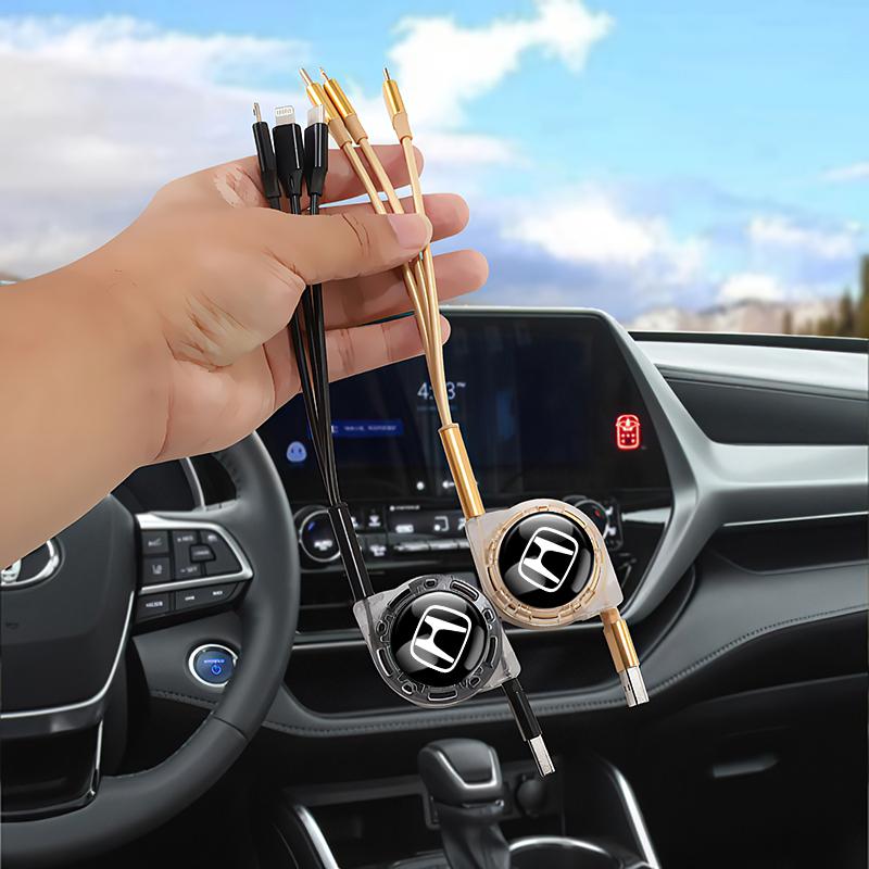 AAADJ1 3 In 1 Micro USB Type C Charging Cable Multi Charger For Honda Civic Accord Crosstour Spirior Odyssey Avancier UR-V Sienna CR-Z