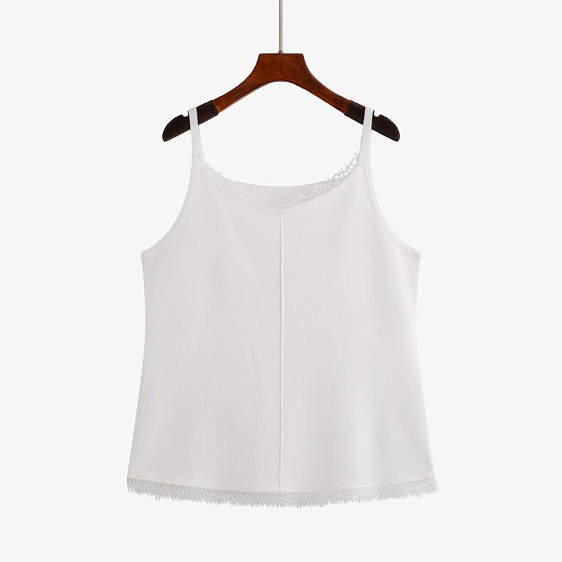 

Летняя одежда для женщин больших размеров. Трикотажный кружевной топ с V-образным вырезом и бретелькой через шею XXXL бежевый