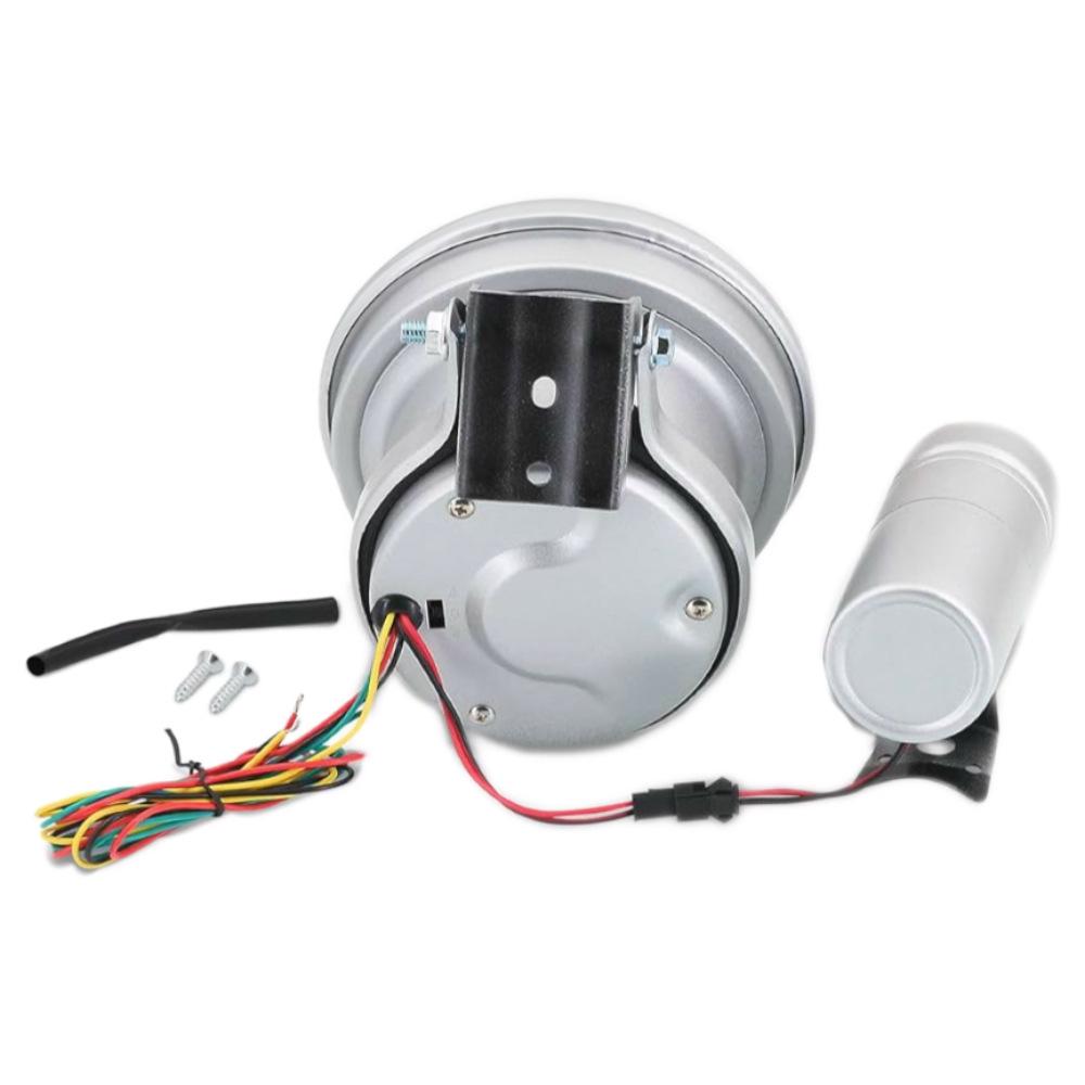 5" Racing Tachometer with Real Carbon Fiber Face and Warning Light - Silver Shell