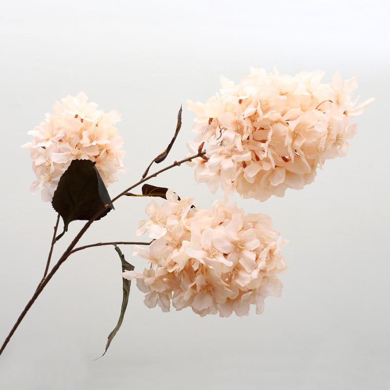 Simulated Hydrangea Hotel Lobby Wedding Decoration Fake Flowers 3 Head Large Hydrangea Wedding Simulation Flowers