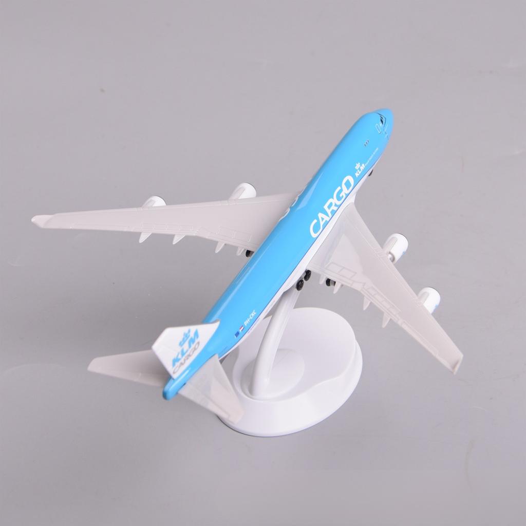 20cm KLM B747 Cargo Airplane Model Toy Kit Cabin Door Openable with Stand and Wheel for Display Collection or Adult Gift