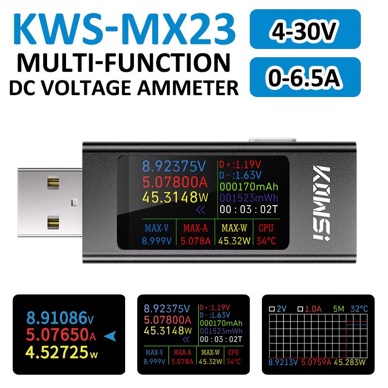 USB-Tester DC Digitales Voltmeter Amperemeter Strom Spannungsmesser Volt Amperemeter Detektor Powerbank Ladegerät Anzeige 4-30V 6.5A