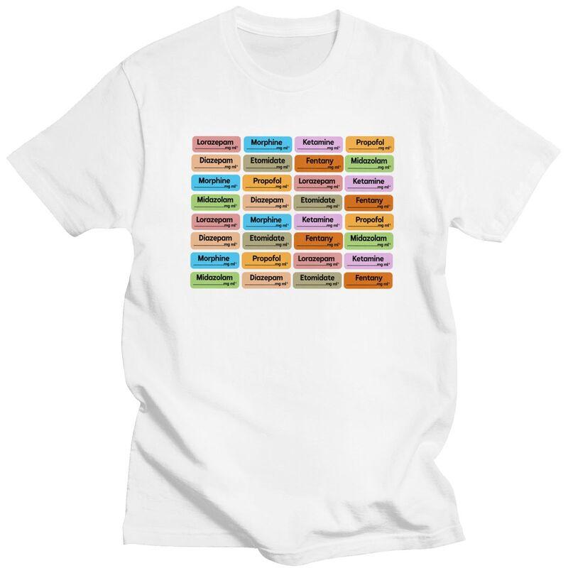 Custom Medical Nurse Anesthesia Medication Labels T Shirt for Men Tshirt Casual Tee Short Sleeves Tshirts Clothing