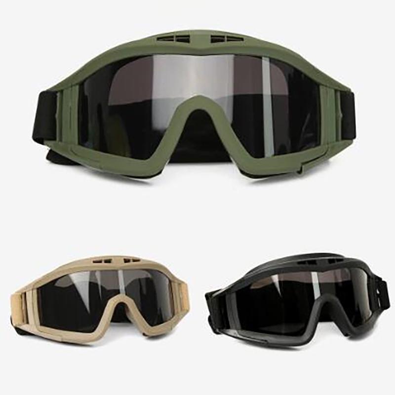 Airsoft Tactical Goggles 3 Lens Windproof Dustproof Shooting Motocross Motorcycle Mountaineering Glasses Cs Safe Protection