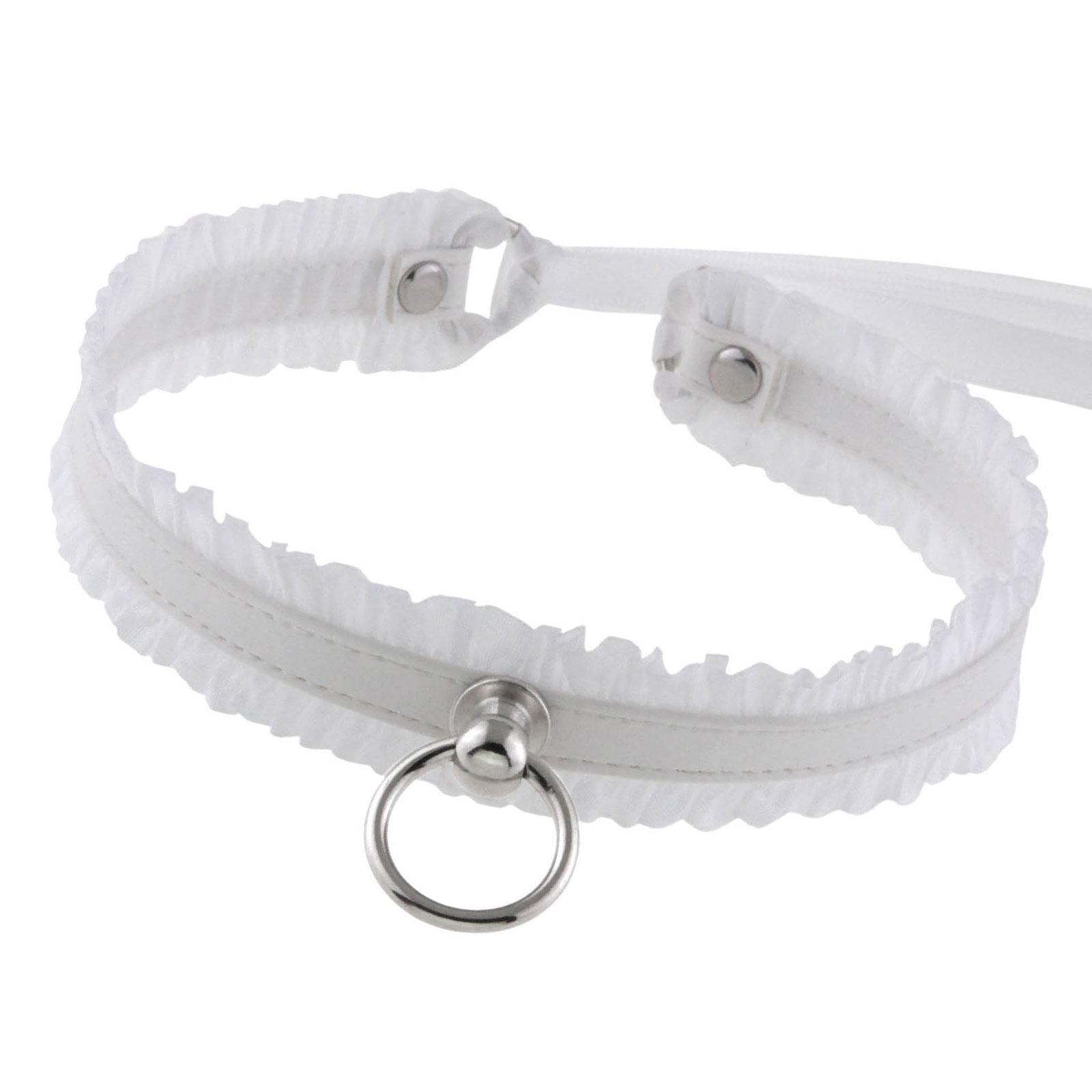 

Сексуальное стильное черное кружевное колье-чокер с металлическим декором, готическая бижутерия для ролевых мероприятий белый