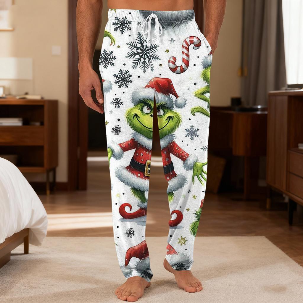 Men's Plain Knit Solid Pocket Casual Pants Home Pajama Pants