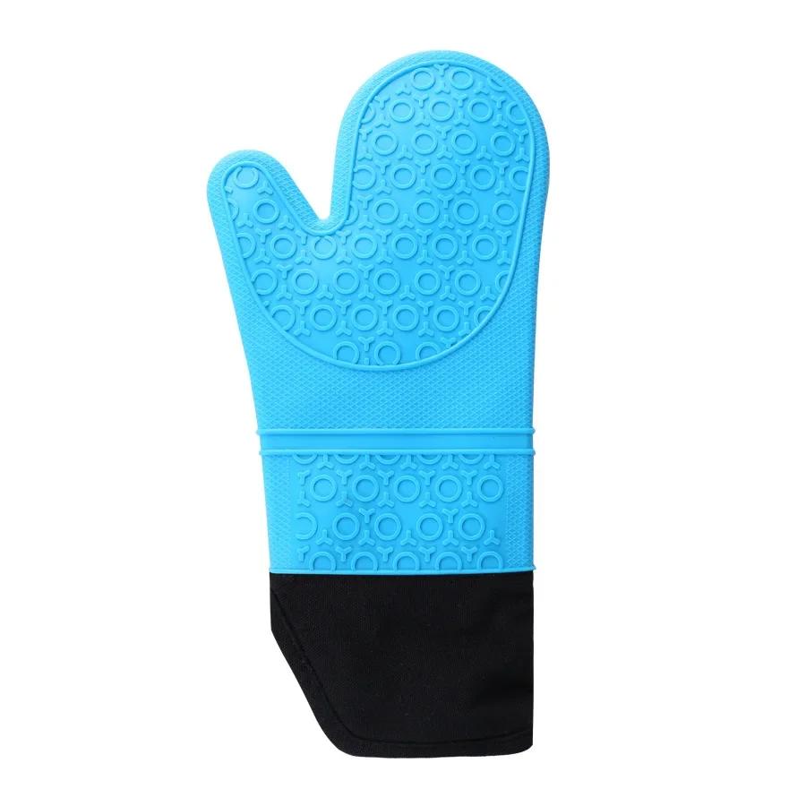1Pcs Long Silicone Gloves With Cotton Waterproof Kitchen Microwave Mittens Gloves Cooking Bbq Heat-Resistant Gloves Oven Mitts