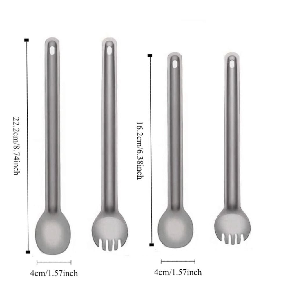2 Piece Ultralight Camping Spoon Fork Set Long Handle Travel Flatware Set  Kitchen