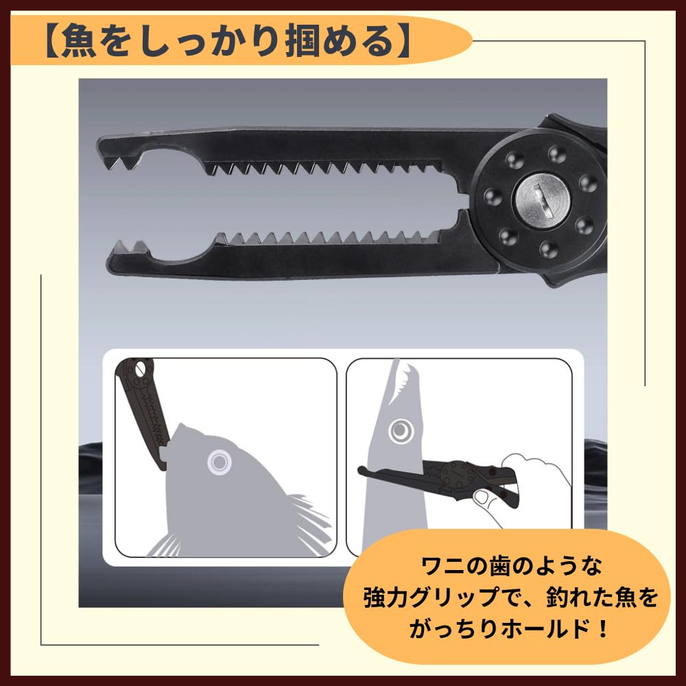 ideamall Fish Grip Fishing Tackle Fishing Pliers Fish Grab Fishing Scissors Crocodile Grip (Black)