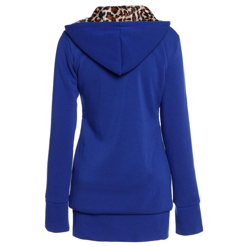 JKASHDK Damenmode Casual Leopard Print Herbst Winter Langarm Kapuzenjacken & Mäntel