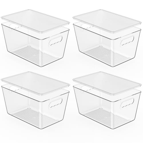 Transparent Storage Box with Drawers and Handles, Perfect for Storing Small Items In the Kitchen, Refrigerator, or On the Desktop. Waterproof, Dustpro