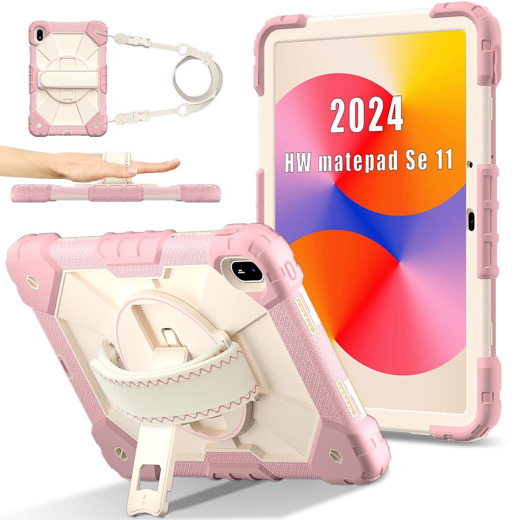 For Huawei MatePad SE 11 Case Kickstand Silicone+PC Tablet Cover with Shoulder Strap