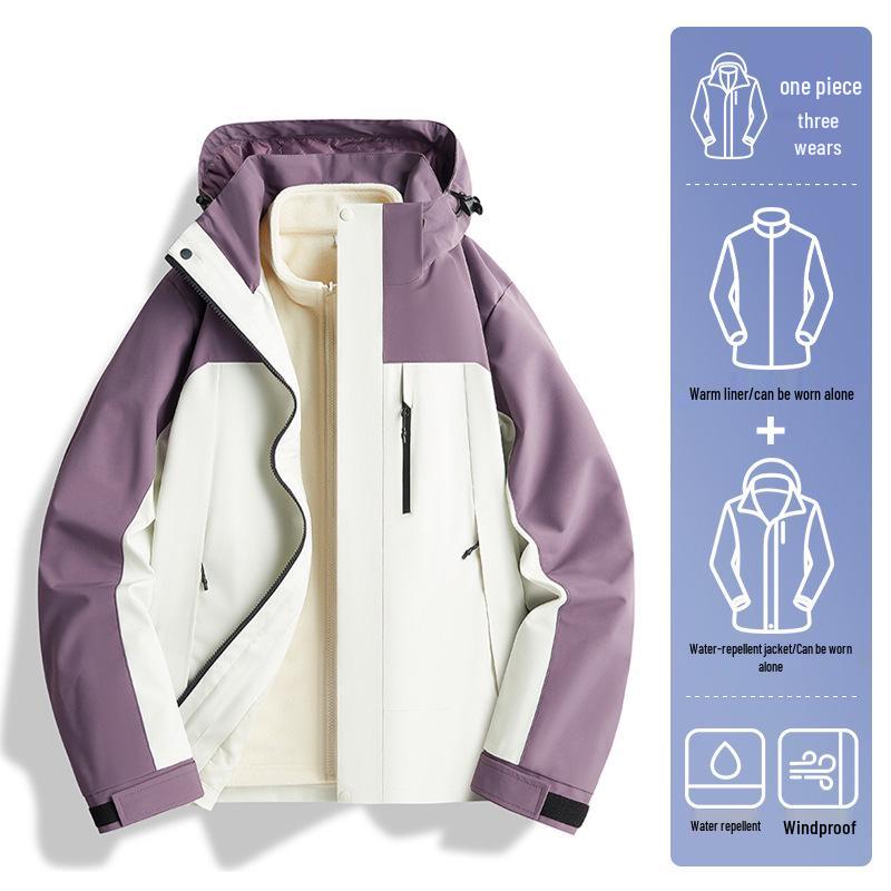 2024 Unisex Outdoor Windproof & Waterproof Jacket with Detachable Liner for Travel, Hiking, & Mountaineering