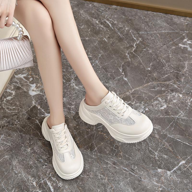 CRLAYDK Mules for Women House Wedge Slip On Slippers Lace Backless Walking Loafers Height Increase Casual Ladies Slide Shoes