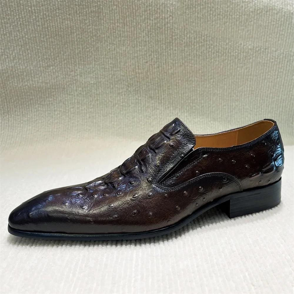 Fashion Men's Handmade Genuine Leather Python Pattern Loafers 2025 Spring Autumn Formal Oxford Wedding Shoes Office Footwear