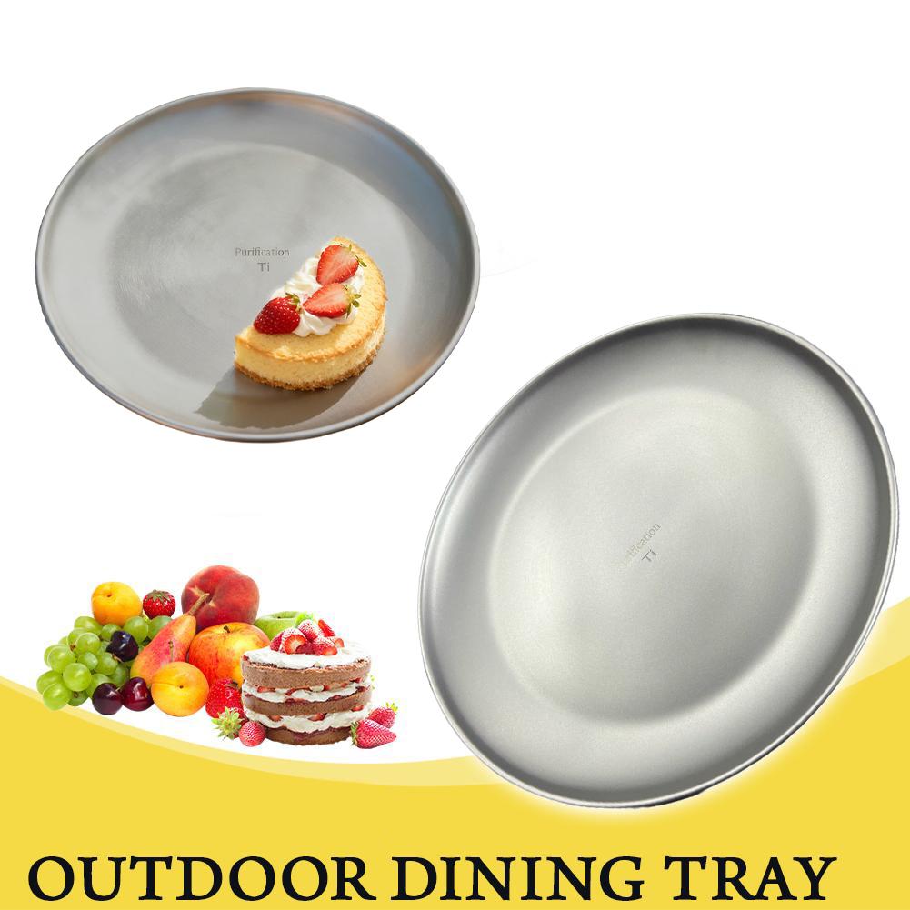 Titanium Camping Plate Lightweight Camping Plate For Barbecue Home Dinnerware Round Frosted Picnic Gear Reusable Tableware