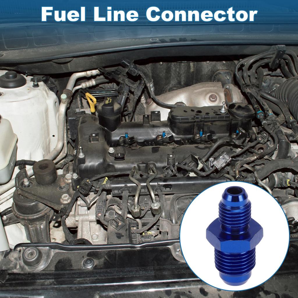 A ABSOPRO Female Flare Reducer Hose Fitting Adapter AN4 AN6 Fuel Line Connector Aluminum Blue