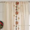 American Christmas Curtain Bells Embroidery Lace Blackout Decorative Window Drapes