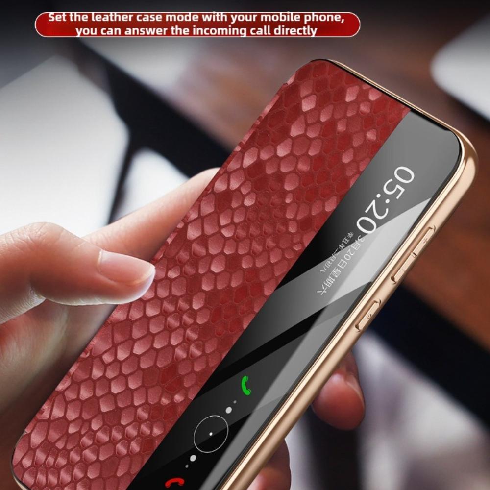 Smart Window Dragon Scale Texture Leather Phone Case for Huawei Pura 80 Ultra Pura70 Pro Plus Mate 70 Pro + 60pro Magnetic Shell